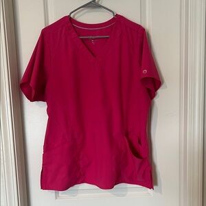 Fuchsia V-Neck Women's Scrub Top